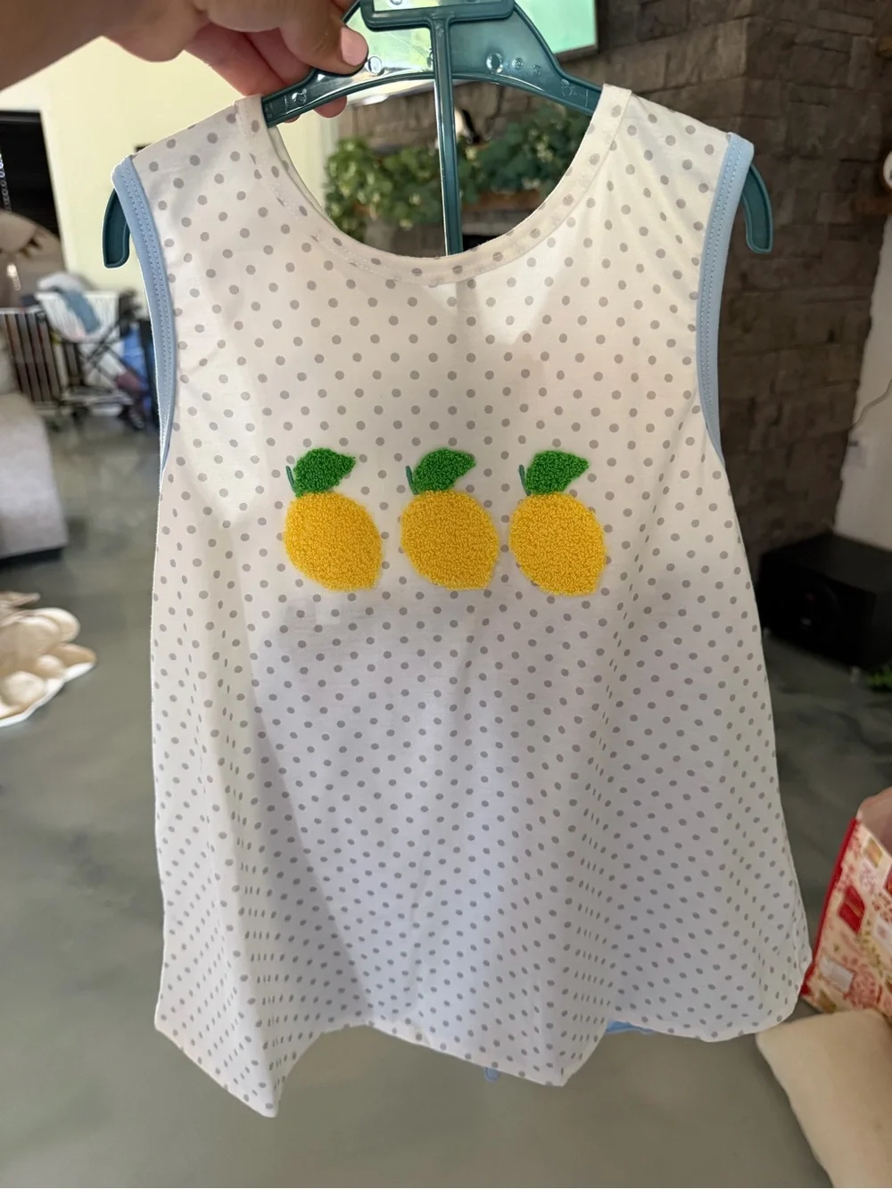 Kids Lemon Polka Dot Matching Set - White with Yellow Detail